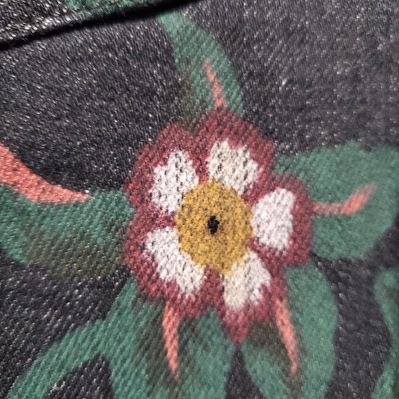 7 For All Mankind Black Denim Floral Mini Skirt sz 28w - Picture 16 of 16